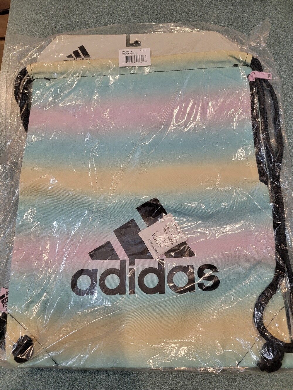 NWT adidas Ready Sackpack Drawstring Backpack Gym Bag Pastel Stripe
